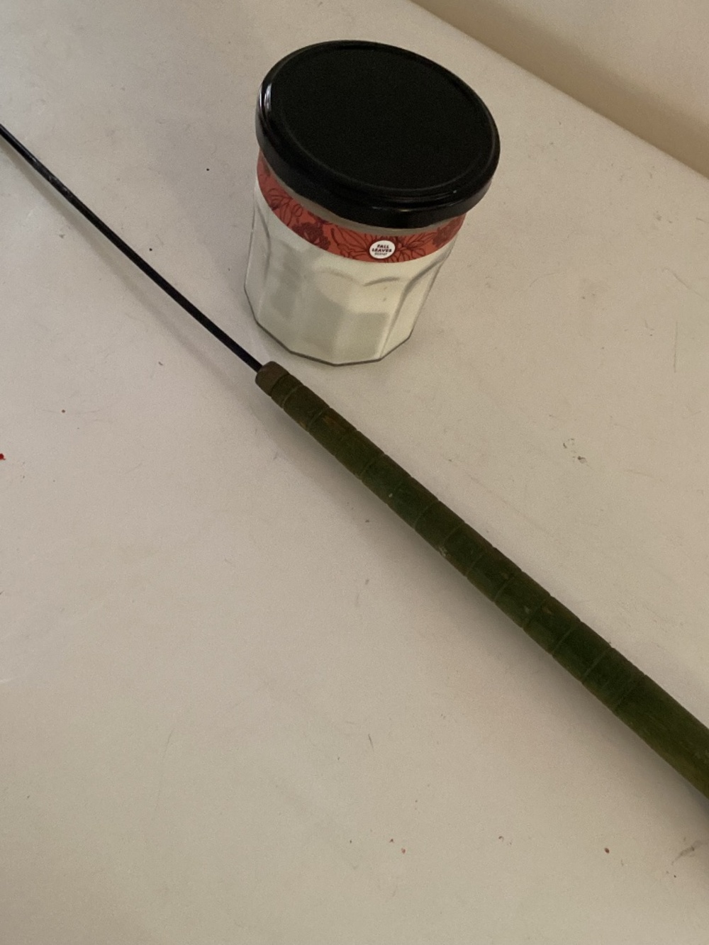 Vintage Handmade factory bobbin candle snuffer plus Meyers soy candle